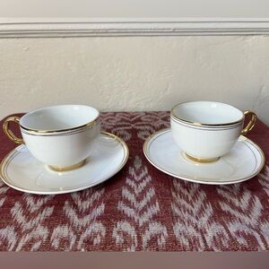 Nicole Miller Home Porcelain and Metallic Gold Cup and Saucer set